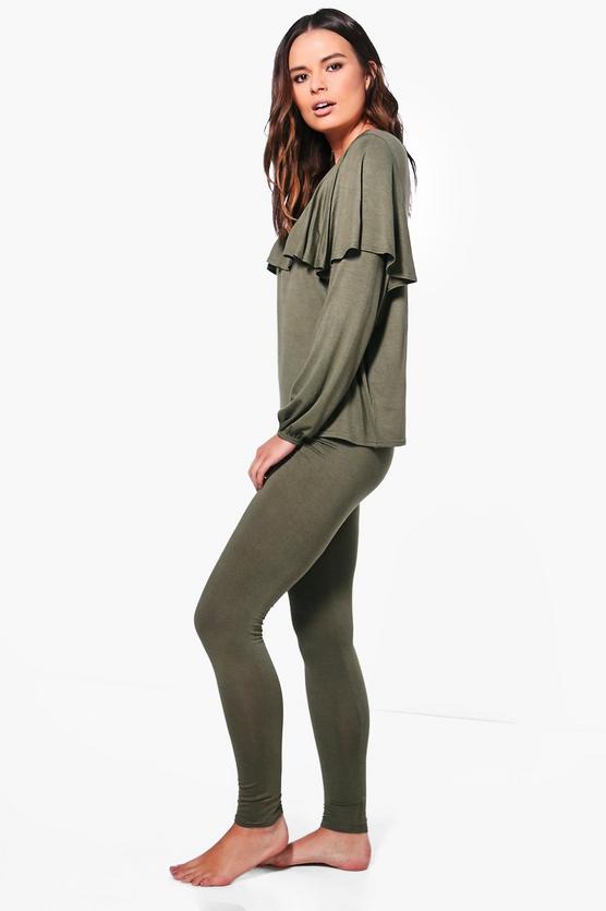 Millie Cape Ruffle Loungewear Top + Legging Set